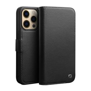 QIALINO Magnetic Buckle Leather Phone Case For iPhone 13 Pro(Black)