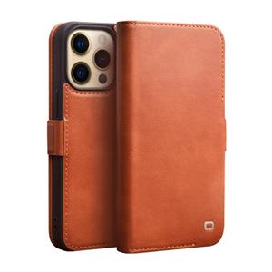 QIALINO Magnetic Buckle Leather Phone Case For iPhone 13 Pro(Brown)