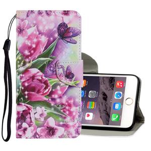 huismerk Gekleurd tekenpatroon Horizontaal Flip PU Leren hoesje met Houder & Card Slots & Wallet & Lanyard Voor iPhone 6 & 6s(Rose Butterfly)