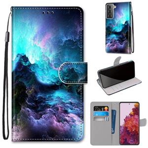 huismerk Voor Samsung Galaxy S21 5G Gekleurde tekening kruistextuur Horizontale Flip PU Lederen case met Holder & Card Slots & Wallet & Lanyard(Kleurrijke Wolk