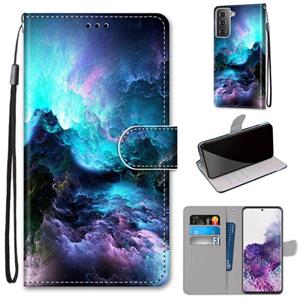 huismerk Voor Samsung Galaxy S21+ 5G Gekleurde tekening kruistextuur Horizontale flip PU lederen koffer met Holder & Card Slots & Wallet & Lanyard(Kleurrijke W