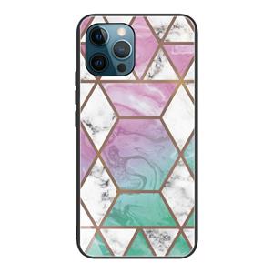 huismerk Abstract Marble Pattern Glass Protective Case For iPhone 13 Pro(GK-A16)