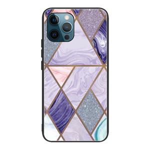 huismerk Abstract Marble Pattern Glass Protective Case For iPhone 13 Pro(GK-A17)