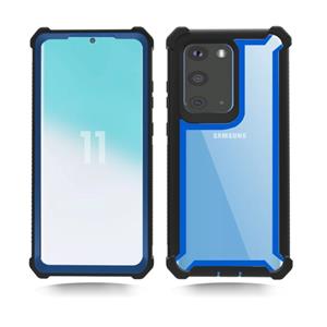 huismerk Voor Samsung Galaxy S20 Plus Schokbestendige all-inclusive transparante ruimte beschermhoes (Zwart Blauw)