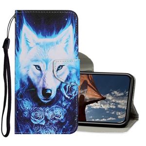 huismerk Gekleurd tekenpatroon Horizontaal Flip PU Leren hoesje met Houder & KaartSlots & Wallet & Lanyard Voor iPhone X / XS(Rose Wolf)