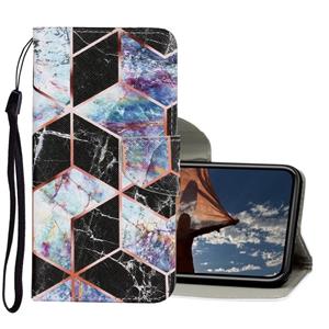 huismerk Gekleurd tekenpatroon Horizontaal Flip PU Leren hoesje met Houder & Kaart Slots & Wallet & Lanyard Voor iPhone X / XS(Black Marble)