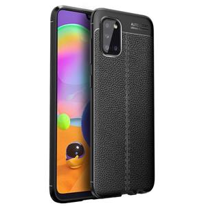 huismerk Voor Samsung Galaxy A02s Amerikaanse versie Litchi Texture TPU Schokbestendig Hoesje (Zwart)