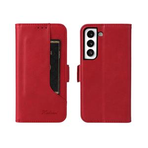 huismerk Voor Samsung Galaxy S22 5G Dual Buckle Card Wallet Calf Leren Telefoonhoes