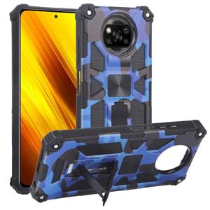 huismerk Voor Xiaomi Poco X3 NFC Camouflage Armor Shockproof TPU + PC Magnetische beschermhoes met houder