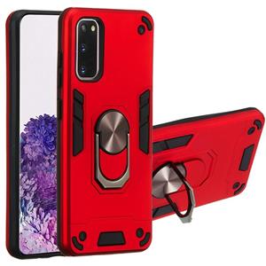 huismerk Voor Samsung Galaxy S20 2 in 1 Armour Series PC + TPU beschermhoes met ringhouder(rood)