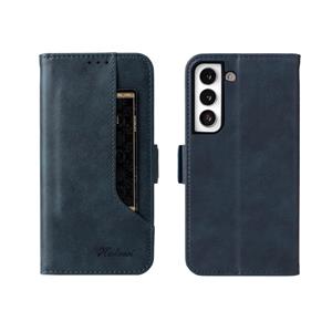 huismerk Voor Samsung Galaxy S22 5G Dual Buckle Card Wallet Calf Leren Telefoonhoes