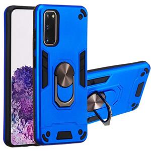 huismerk Voor Samsung Galaxy S20 2 in 1 Armour Series PC + TPU beschermhoes met ringhouder(Donkerblauw)