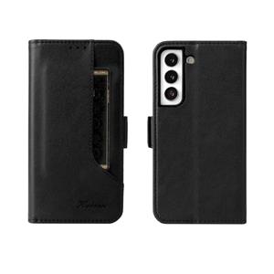 huismerk Voor Samsung Galaxy S22 + 5G Dual Buckle Card Wallet Calf Leren Telefoonhoes (Zwart)