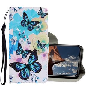 huismerk Gekleurd tekenpatroon Horizontaal Flip PU Leren hoesje met Houder & Kaart Slots & Wallet & Lanyard Voor iPhone XR(Purple Butterfly)