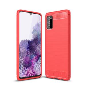 huismerk Voor Samsung Galaxy A02S US-versie Geborsteld Textuur Koolstofvezel TPU Case