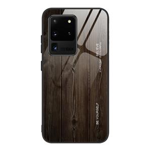 huismerk Voor Samsung Galaxy S20 Ultra Wood Grain Glass Beschermhoes (M01)