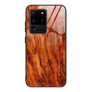 huismerk Voor Samsung Galaxy S20 Ultra Wood Grain Glass Beschermhoes (M06)