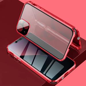 huismerk Schokbestendig Anti-Peeping Magnetisch Metalen Frame Dubbelzijdig Gehard Glass Case voor iPhone 13