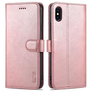 Azns Skin Feel Calf Texture Horizontale Flip Lederen Case met Kaart Slots & Houder & Portemonnee voor iPhone XS MAX (ROSE GOUD)