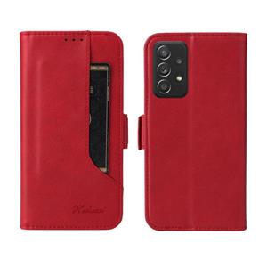 huismerk Voor Samsung Galaxy A72 5G / 4G Dual Buckle Card Portemonnee Kalf Leren Telefoon Case