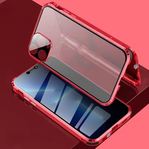 huismerk Schokbestendige Anti-Peeping Magnetische metalen frame dubbelzijdig gehard glaskast voor iPhone 13 Pro