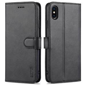 Azns Skin Feel Calf Texture Horizontale Flip Lederen Case met Kaart Slots & Houder & Portemonnee voor iPhone XS MAX