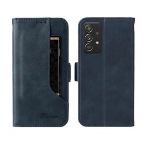 huismerk Voor Samsung Galaxy A72 5G / 4G Dual Buckle Card Wallet Calf Leren Telefoonhoes