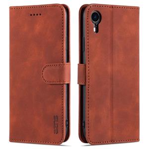 Azns Skin Feel Calf Texture Horizontale Flip Lederen Case met Kaart Slots & Houder & Portemonnee voor iPhone XR (Brown)