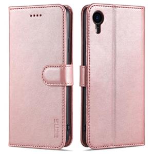 AZNS skin feel kalf textuur horizontale flip lederen geval met kaart slots & portemonnee voor iPhone XR (rose goud)