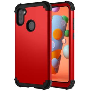 huismerk Voor Samsung Galaxy A11 3 in 1 schokbestendige pc + siliconen beschermhoes (rood + zwart)