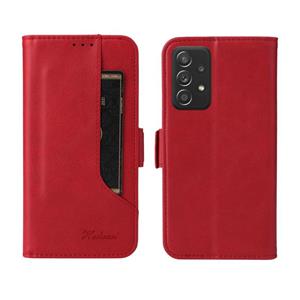 huismerk Voor Samsung Galaxy A52 5G / 4G Dual Buckle Card Wallet Calf Leren Telefoonhoes