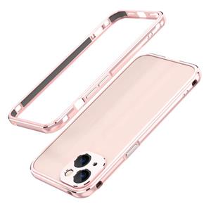 huismerk Aurora Series Lens Protector + Metalen Frame Beschermhoes Voor iPhone 13 Mini (Rose Gold)