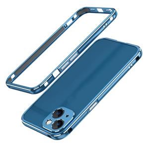 huismerk Aurora Series Lens Protector + Metal Frame Beschermhoes voor iPhone 13 Mini (blauw zilver)