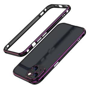 huismerk Aurora Series Lens Protector + Metalen Frame Beschermhoes Voor iPhone 13 Mini (zwart Paars)