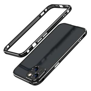 huismerk Aurora Series Lens Protector + Metal Frame Beschermhoes voor iPhone 13 Mini (zwart zilver)