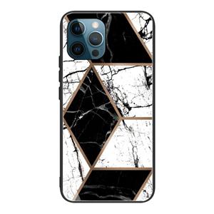 huismerk Abstract Marble Pattern Glass Protective Case For iPhone 13 Pro Max(GK-A15)