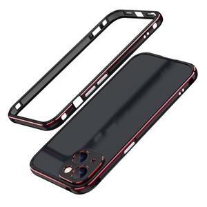 huismerk Aurora Series Lens Protector + Metal Frame Beschermhoes voor iPhone 13 Mini (zwart rood)