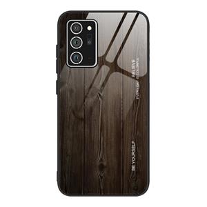 huismerk Voor Samsung Galaxy Note20 Ultra Wood Grain Glass Beschermhoes (M01)