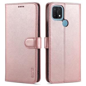 Voor Oppo A15 / A35 4G AZNS Skin Feel Calf Texture Horizontale Flip Leren Case met Kaart Slots & Houder & Portemonnee (Rose Gold)