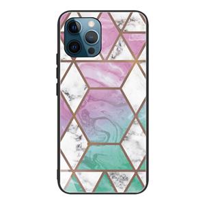 huismerk Abstract Marble Pattern Glass Protective Case For iPhone 13 Pro Max(GK-A16)