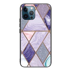 huismerk Abstract Marble Pattern Glass Protective Case For iPhone 13 Pro Max(GK-A17)