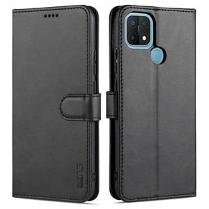 Voor Oppo A15 / A35 4G AZNS Skin Feel Calf Texture Horizontale Flip Lederen Case met Kaart Slots & Houder & Portemonnee (Zwart)