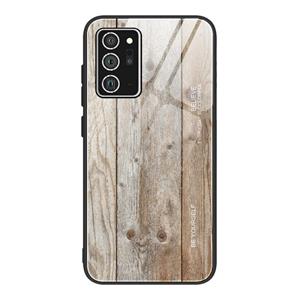 huismerk Voor Samsung Galaxy Note20 Ultra Wood Grain Glass Beschermhoes (M04)