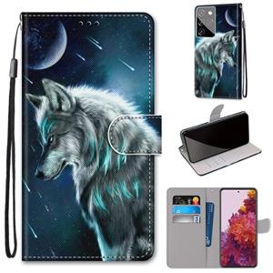 huismerk Voor Samsung Galaxy S21 Ultra 5G Gekleurde tekening kruistextuur horizontale flip pu lederen kast met Holder & Card Slots & Wallet & Lanyard(Peinzende