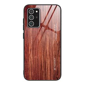 huismerk Voor Samsung Galaxy Note20 Ultra Wood Grain Glass Beschermhoes (M05)