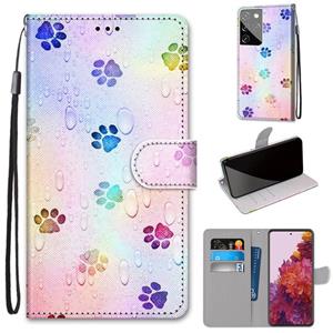 huismerk Voor Samsung Galaxy S21 Ultra 5G Gekleurde tekening kruistextuur Horizontale Flip PU Lederen case met Holder & Card Slots & Wallet & Lanyard(Footprint