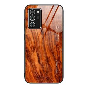 huismerk Voor Samsung Galaxy Note20 Ultra Wood Grain Glass Beschermhoes (M06)