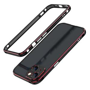 huismerk Aurora Series Lens Protector + Metalen Frame Beschermhoes Voor iPhone 13 (Zwart Rood)