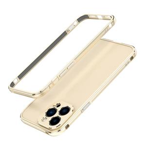 huismerk Aurora Series Lens Protector + Metal Frame Beschermhoes voor iPhone 13 Pro (Gold Silver)