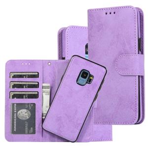 huismerk Voor Samsung Galaxy S9 Retro 2 in 1 Afneembare Magnetische Horizontale Flip TPU + PU Lederen kast met Holder & Card Slots & Photo Frame & Wallet(Paars